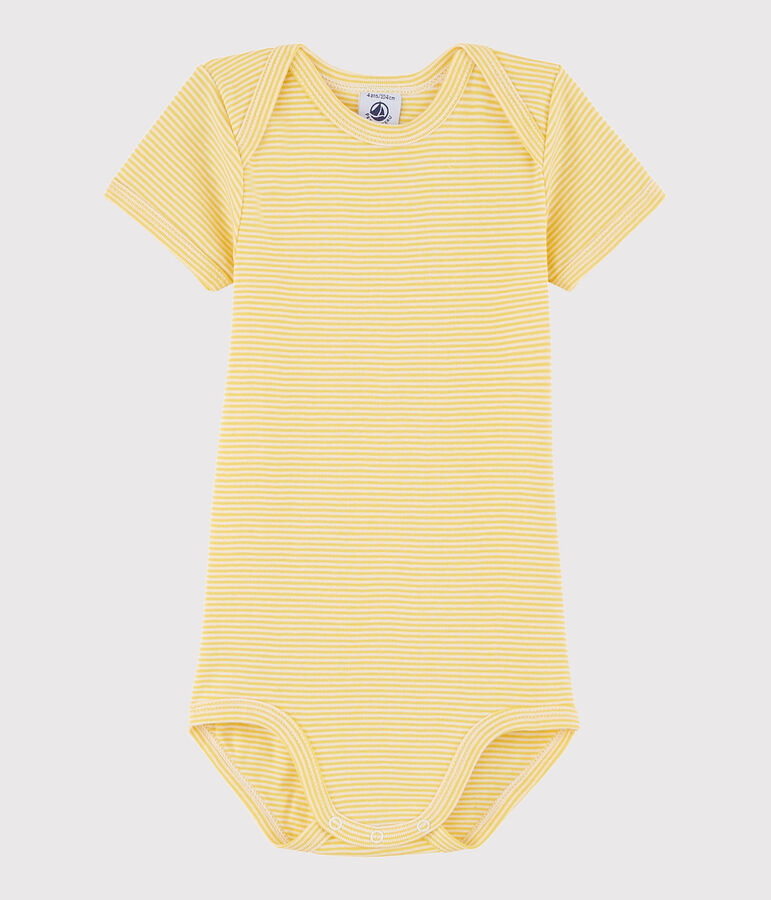 Bodi de manga corta de beb&eacute; ni&ntilde;a/ni&ntilde;o amarillo/blanco