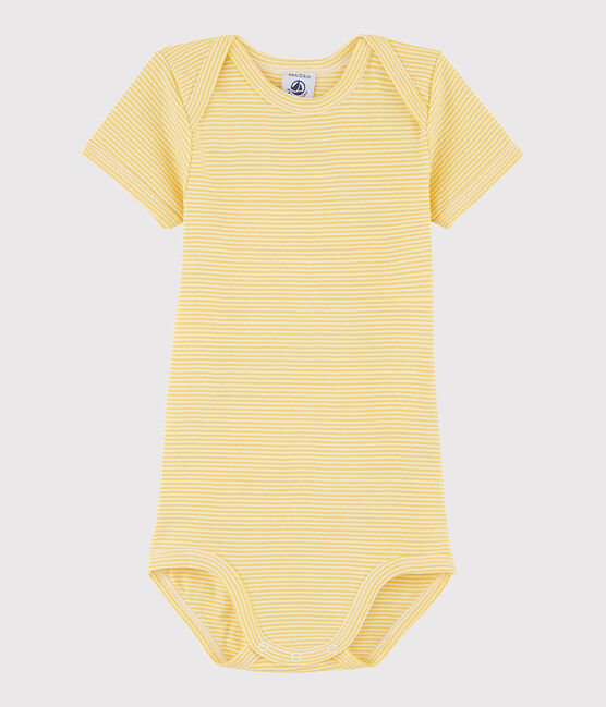 Bodi de manga corta de bebé niña/niño amarillo BLE/blanco MARSHMALLOW