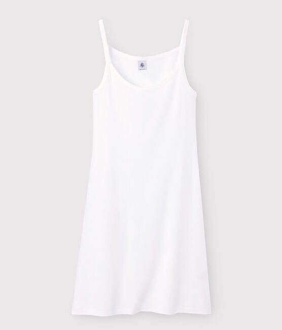 Vestido de tirantes emblemático de algodón de mujer blanco ECUME