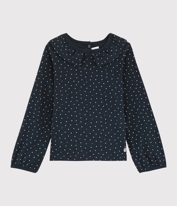 Camiseta con cuello de ni&ntilde;a azul/multicolor