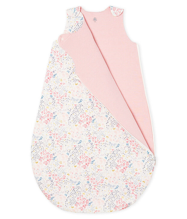 Saco reversible para beb&eacute; ni&ntilde;a de punto blanco/multicolor