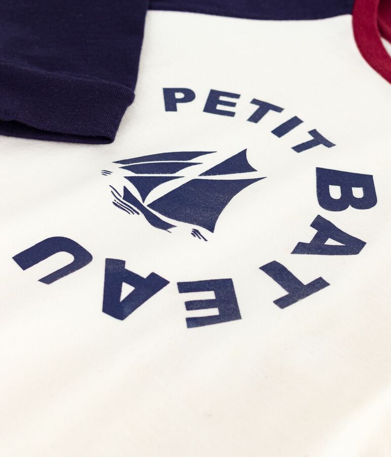 Camiseta infantil de algod&oacute;n de manga larga colorblock azul/azul