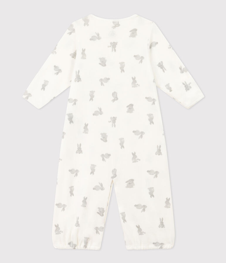 Mono saco de algod&oacute;n estampado blanco/gris