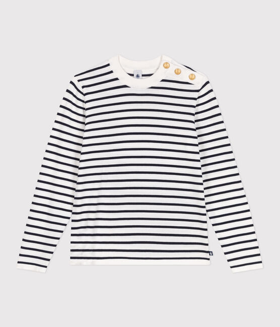 Jersey marinero de algodón a rayas para mujer blanco MARSHMALLOW/azul SMOKING