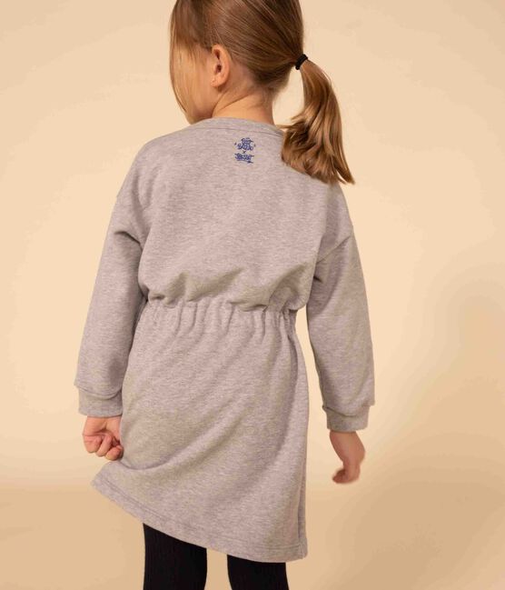 Vestido de muletón cepillado de manga larga para niña gris CHATON CHINE