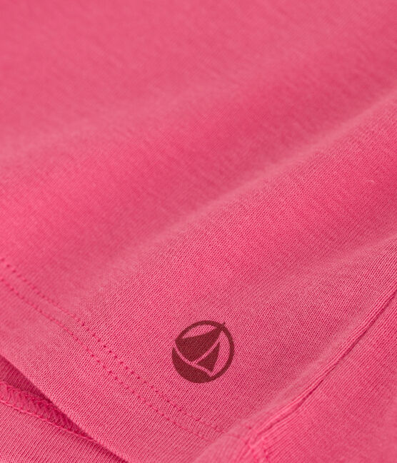 Camiseta infantil lisa de manga corta de algodón rosa PEONIA