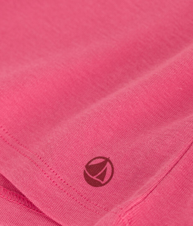 Camiseta infantil lisa de manga corta de algod&oacute;n rosa