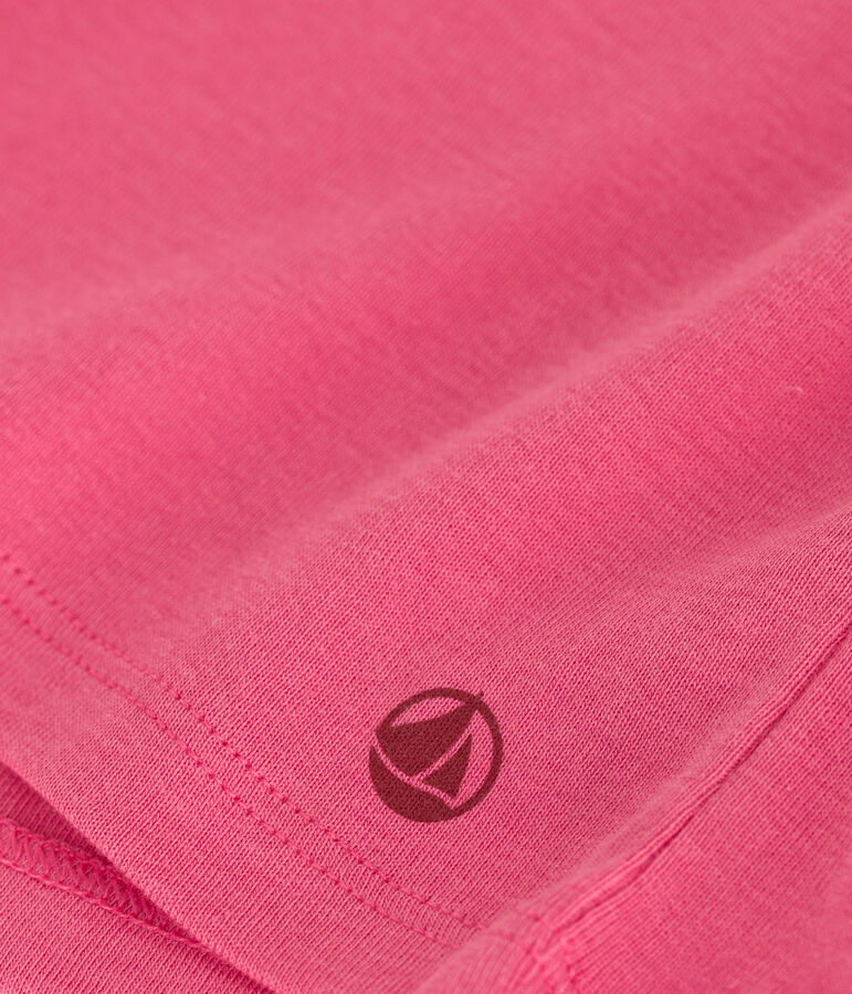 Camiseta infantil lisa de manga corta de algod&oacute;n rosa