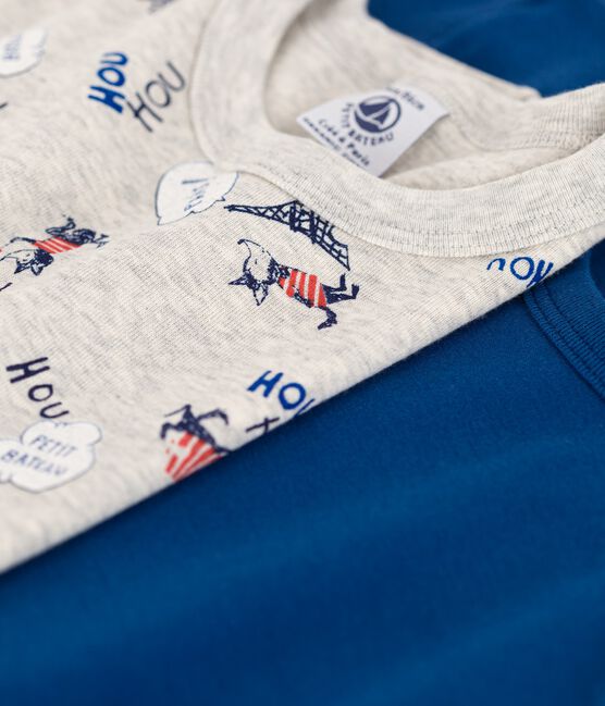 Juego de 2 camisetas de camisetas de manga corta con estampado de París de niño de algodón orgánico variante 1