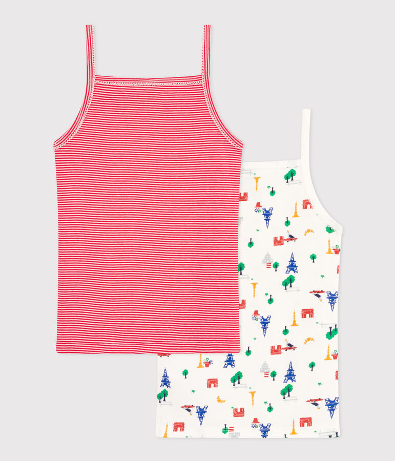 Juego de 2 camisetas de tirantes infantiles de algod&oacute;n con motivo de Par&iacute;s variante 1