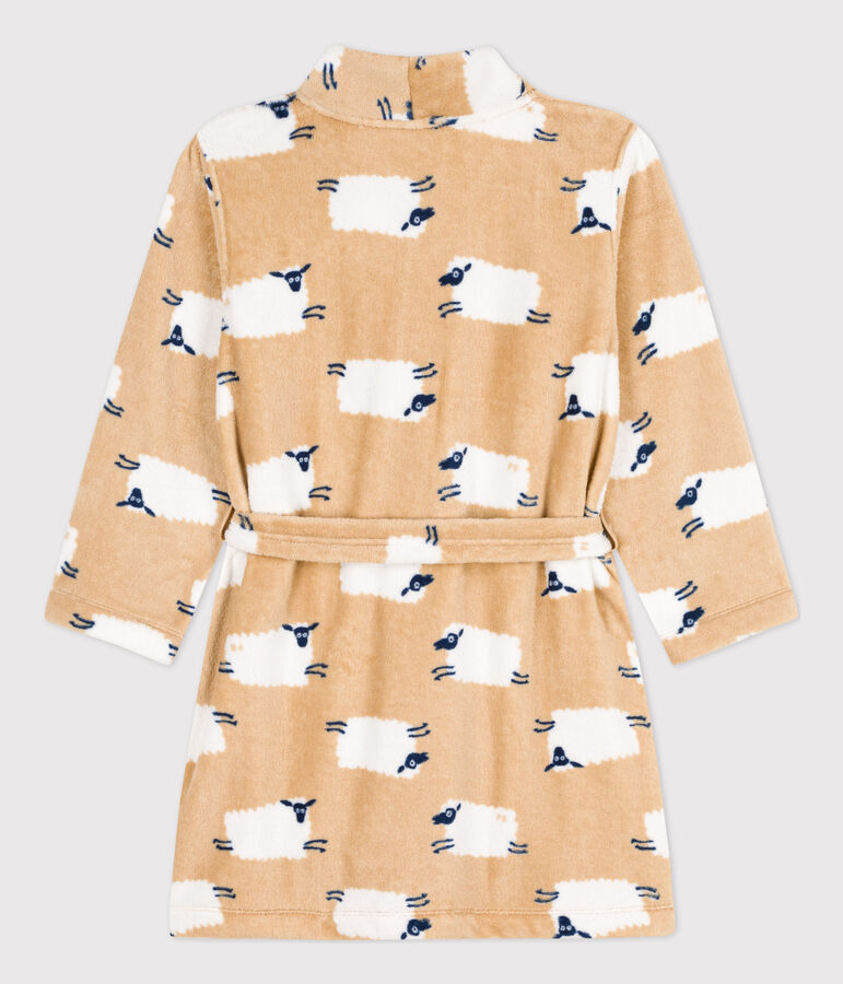 Bata de tejido polar para ni&ntilde;o/ni&ntilde;a beige/multicolor