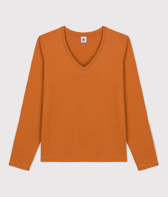 Camiseta de algodón Le Droit con cuello de pico para mujer marron ECUREUIL