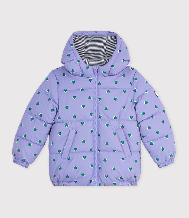 Plum&iacute;fero infantil con estampado de corazones violeta/multicolor