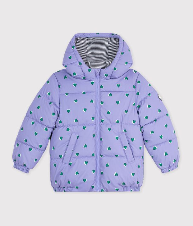 Plum&iacute;fero infantil con estampado de corazones violeta/multicolor