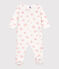 Pijama de felpa cepillada con cuello estampado de corazones para bebé blanco MARSHMALLOW/rosa CHARME