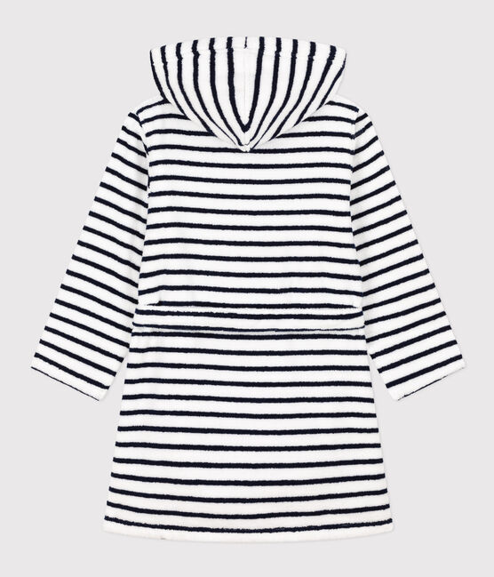 Albornoz de rizo a rayas para niño/niña blanco LAIT/azul MEDIEVAL