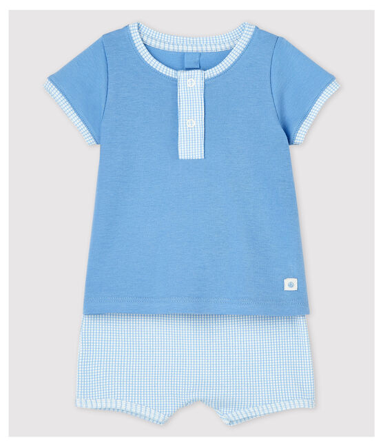 Conjunto de 2 prendas azules de bebé de algodón ecológico azul EDNA/crudo MULTICO