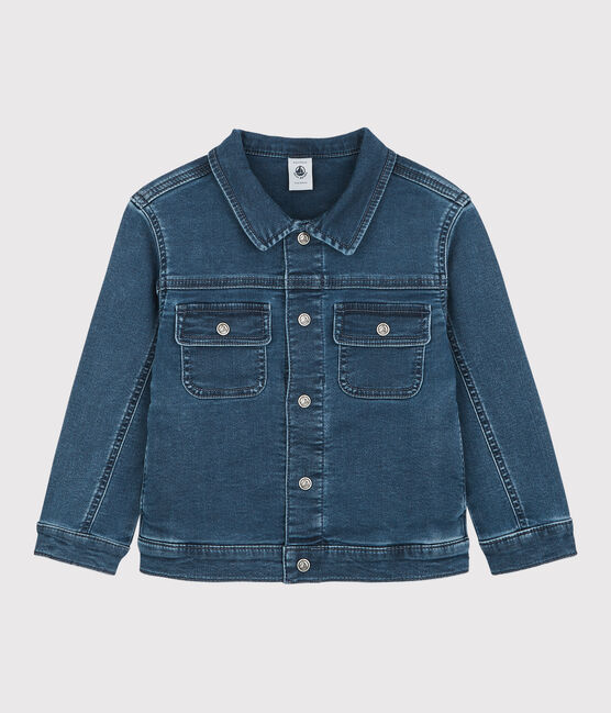 Chaqueta de tejido vaquero orgánico de niña/niño azul DENIM BLEU DELAVE