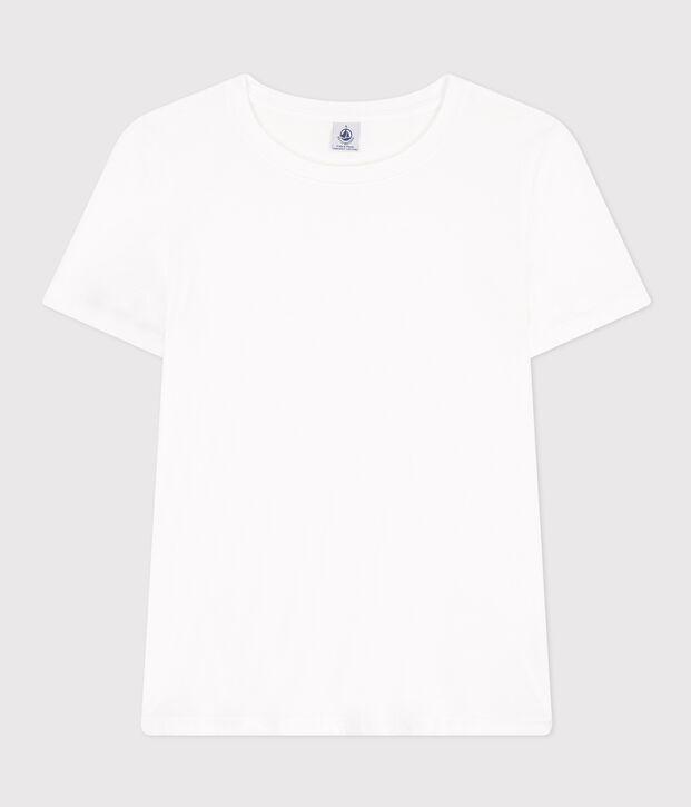 Camiseta LA RECTA de algod&oacute;n con cuello redondo para mujer blanco