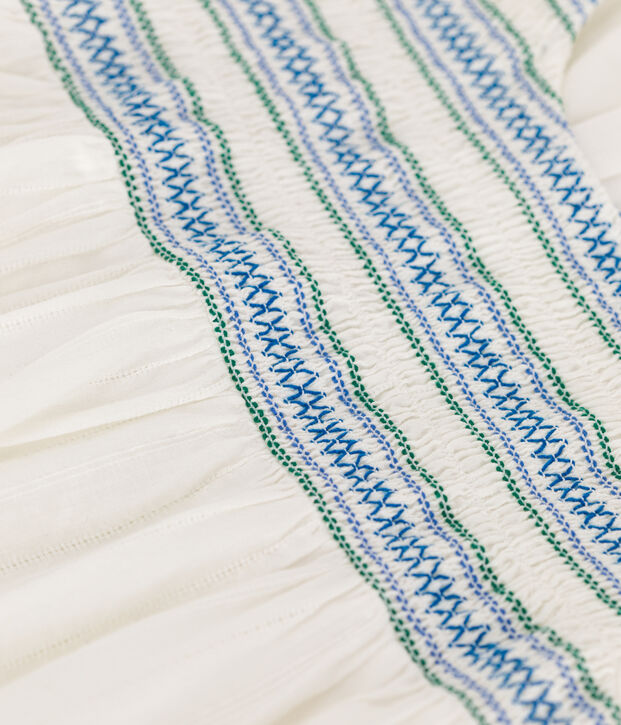 Vestido infantil de algod&oacute;n de manga corta blanco