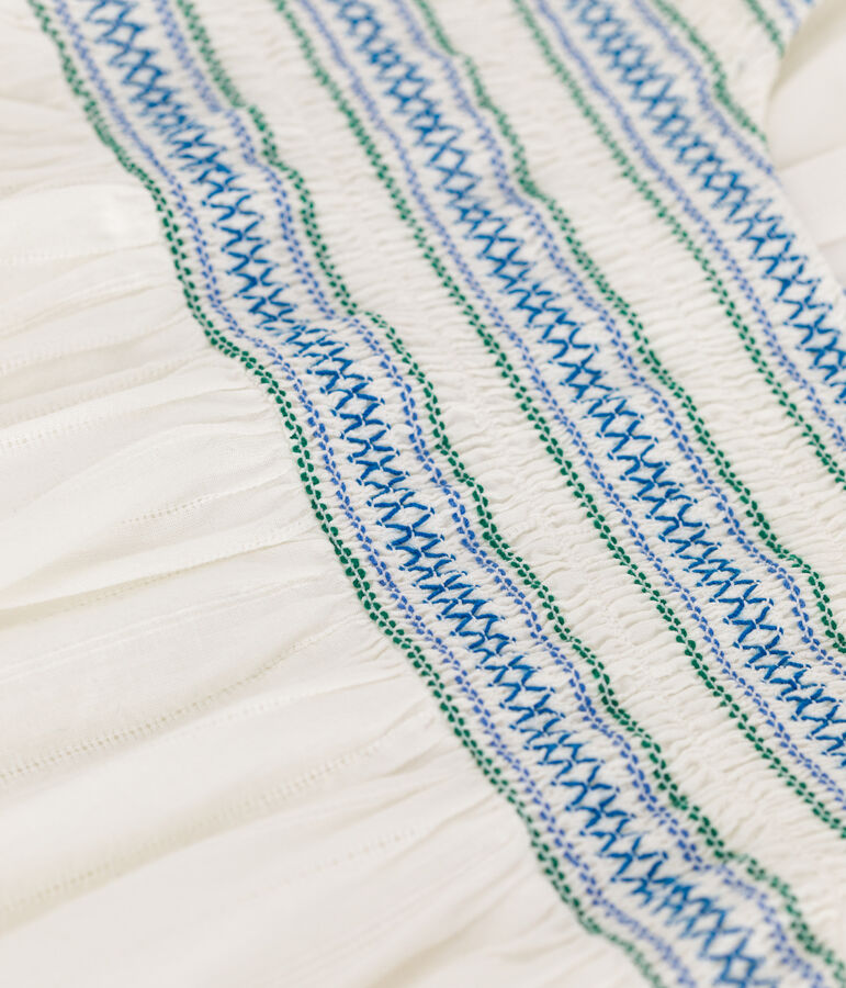 Vestido infantil de algod&oacute;n de manga corta blanco