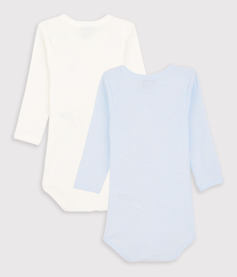 Lote de 2 bodys de manga larga mil rayas de beb&eacute; de algod&oacute;n ecol&oacute;gico multicolor