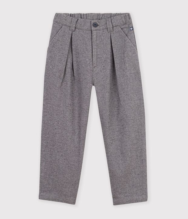 Pantal&oacute;n infantil de pinzas de franela de algod&oacute;n gris