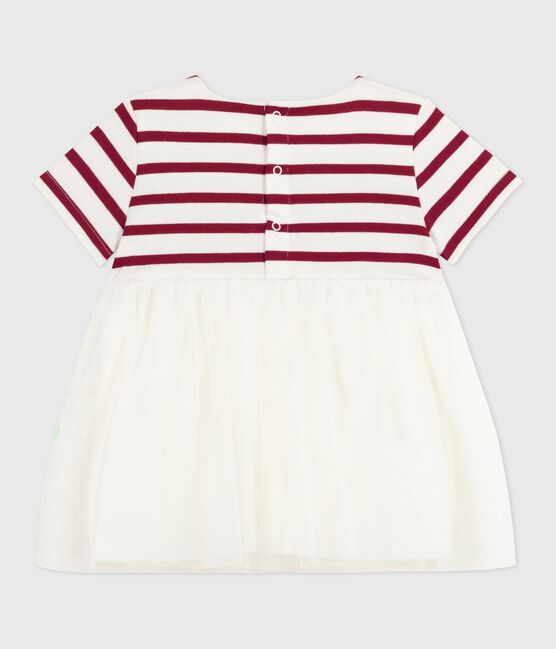 Vestido de dos materiales de manga corta para bebé rojo MILK/ AMARANTE