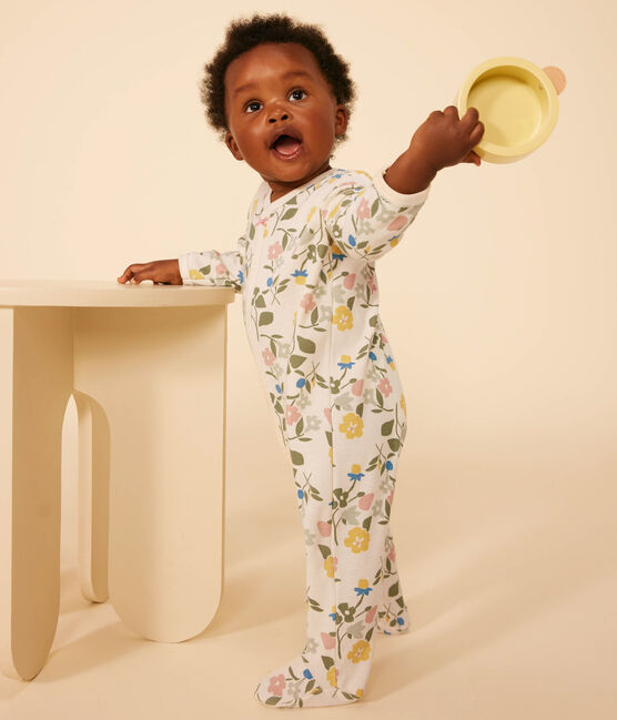 Pijama de algodón con estampado de flores para bebé blanco AVALANCHE/ MULTICO