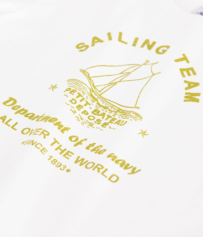 Camiseta infantil de manga corta de algod&oacute;n blanco MARSHMALLOW