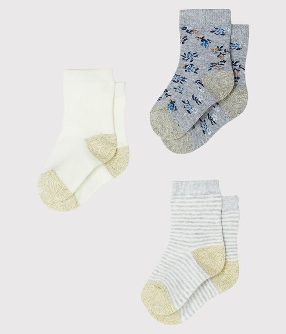 Lote de 3 pares de calcetines para bebé niña gris BELUGA CHINE