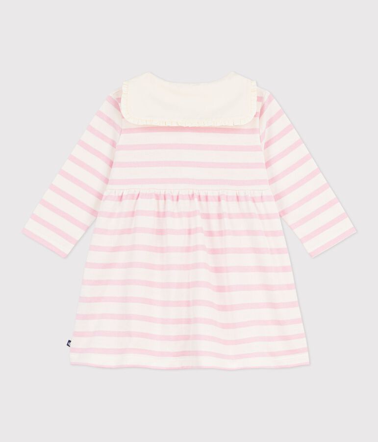Vestido marinero de algod&oacute;n de manga larga con cuello marinero para beb&eacute; rosa MILK/ MARQUISE