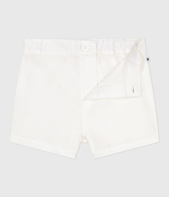Shorts de seersucker a rayas para bebé blanco ECUME