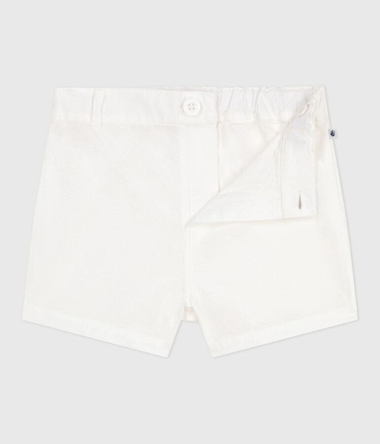Shorts de seersucker a rayas para beb&eacute; blanco