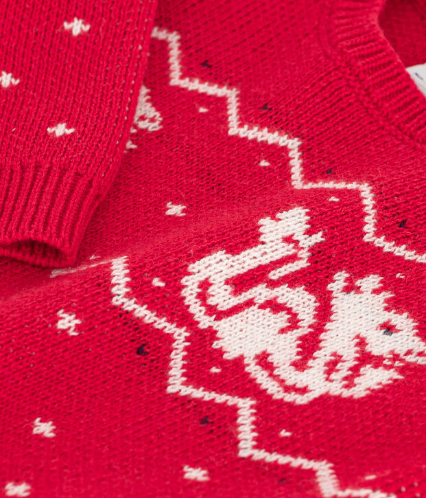Jersey de punto de lana y algod&oacute;n para beb&eacute; rojo/multicolor