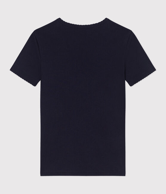 Camiseta lisa Icónica de algodón con punto «cocotte» para mujer azul SMOKING