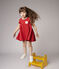 Vestido de manga corta de punto de niña rojo TERKUIT