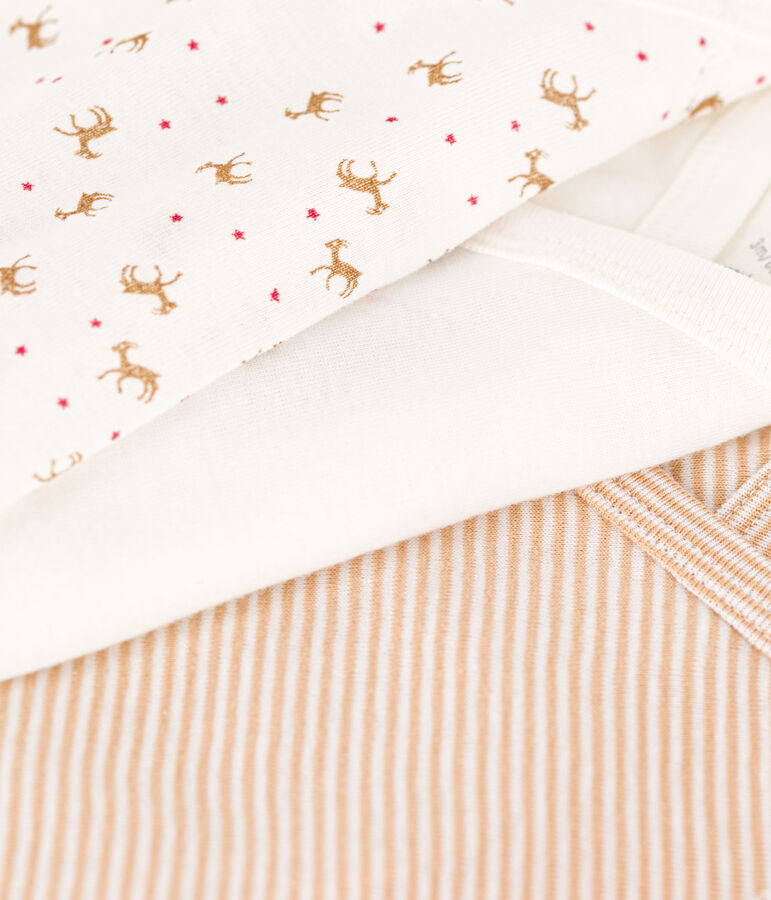 LOTE DE 3 BODIS DE ALGOD&Oacute;N DE MANGA LARGA PARA BEB&Eacute; multicolor