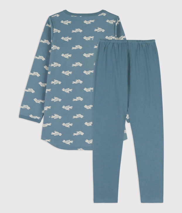 Camis&oacute;n y leggings de felpa y algod&oacute;n con p&aacute;jaro para ni&ntilde;a azul/blanco