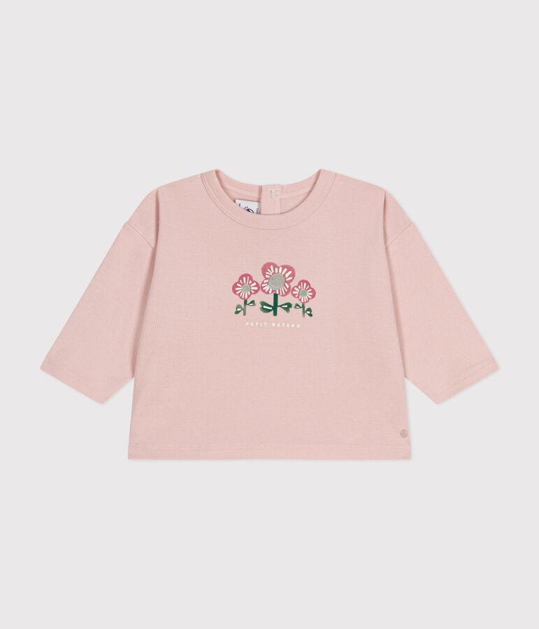 Camiseta de algod&oacute;n de manga larga para beb&eacute; rosa SALINE