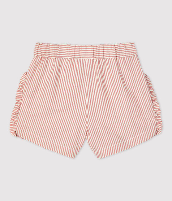 «Shorts» a rayas de tejido milrayas ecológico de bebé rosa PAPAYE/ MARSHMALLOW