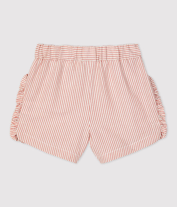 Shorts a rayas de tejido milrayas ecol&oacute;gico de beb&eacute; rosa/blanco