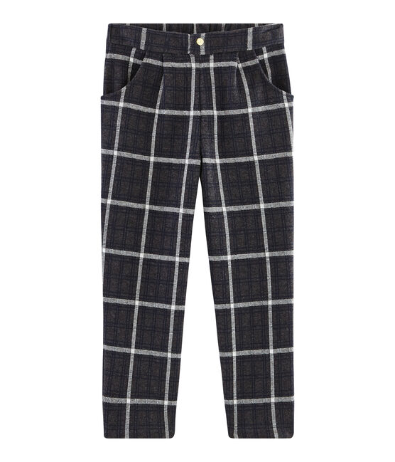 Pantalón de malla y cuadros para niña negro CITY/blanco MULTICO