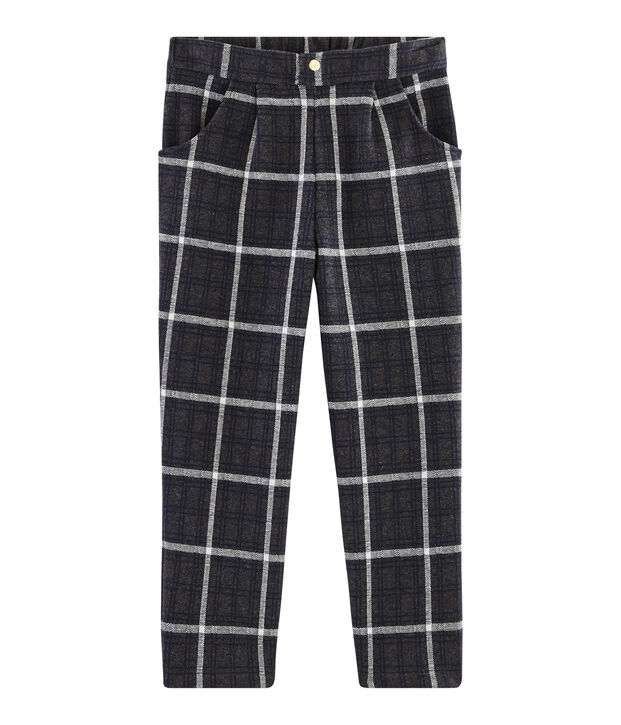 Pantal&oacute;n de malla y cuadros para ni&ntilde;a gris/multicolor