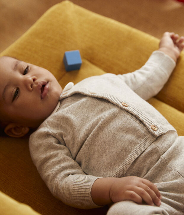 Conjunto de 2 prendas de beb&eacute; de tejido de punto de lana y algod&oacute;n gris