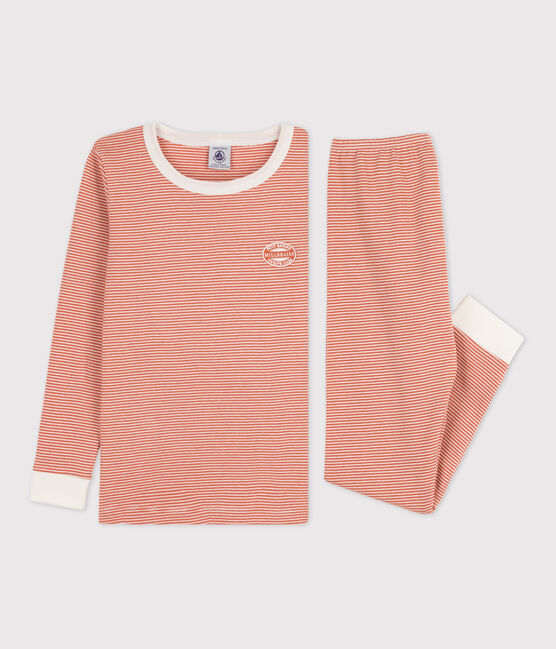 Pijama snugfit de algodón milrayas para niño/niña rosa BRANDY/blanco MARSHMALLOW