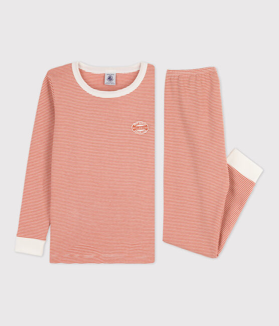 Pijama snugfit de algodón milrayas para niño/niña rosa BRANDY/blanco MARSHMALLOW