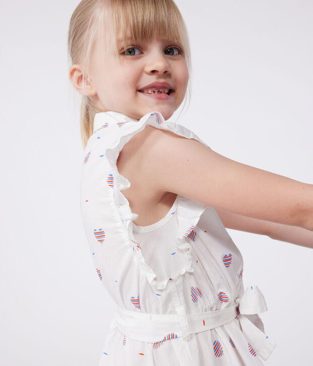Vestido infantil de algod&oacute;n sin mangas con corazones crudo/multicolor