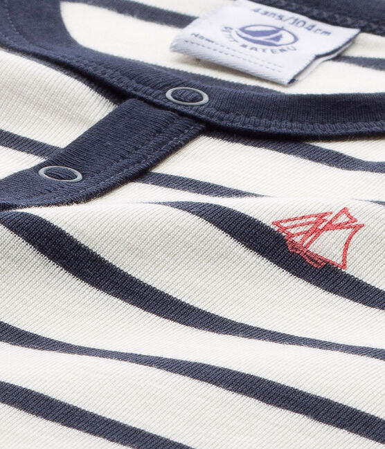 Pyjacourt garçon rayé beige COQUILLE/azul SMOKING