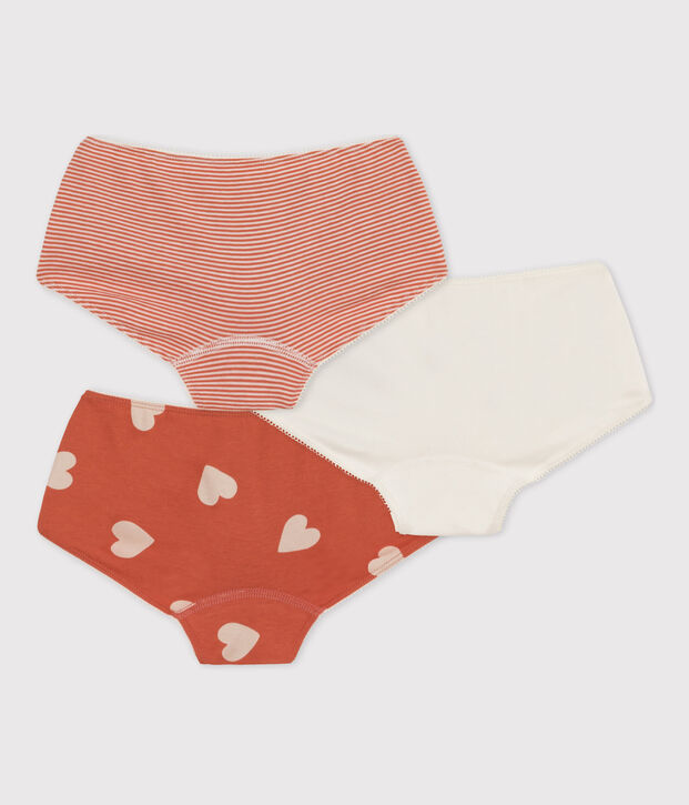 Juego de 3 culottes de algod&oacute;n con coraz&oacute;n de ni&ntilde;a multicolor